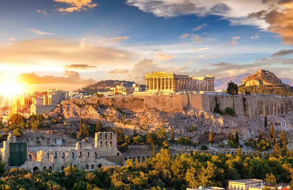 You can take an airplane from Athens to Santorini.