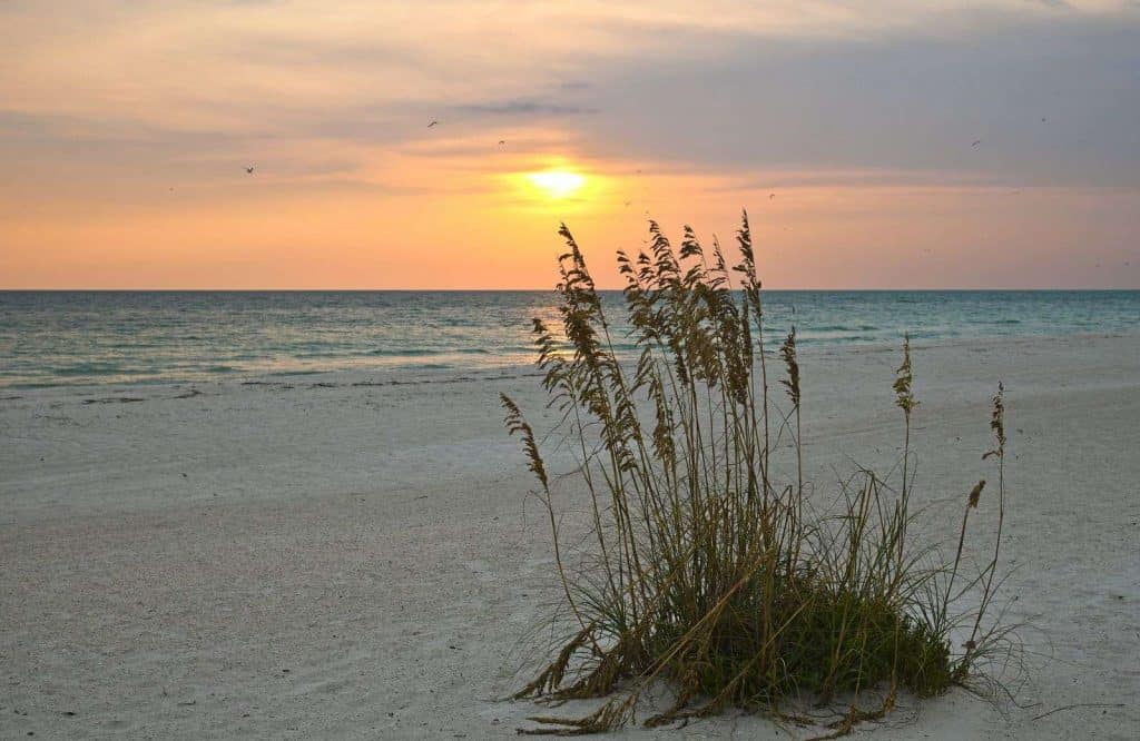 Sunset on the beach in Seaside.