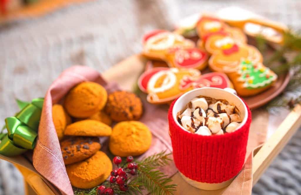 Cookies and hot chocolate which you can enjoy on a Christmas cruise on your NYC Christmas trip.