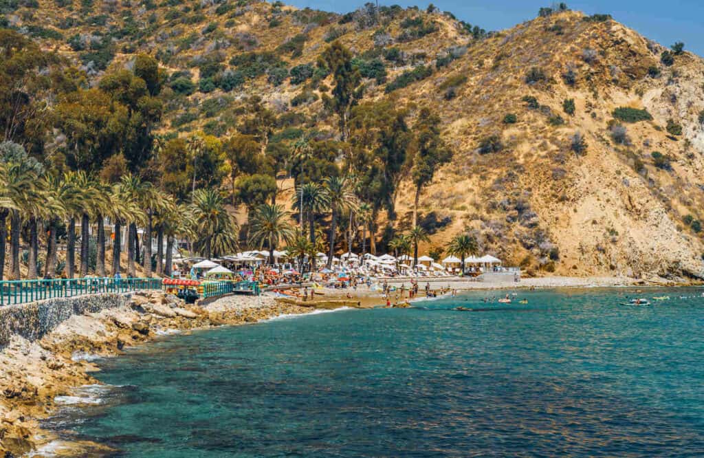 Rocky coastline of Avalon Bay on Santa Catalina Island.
